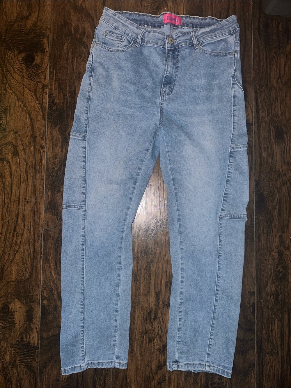 Light Blue Women's Skinny Jeans with Utility Seams